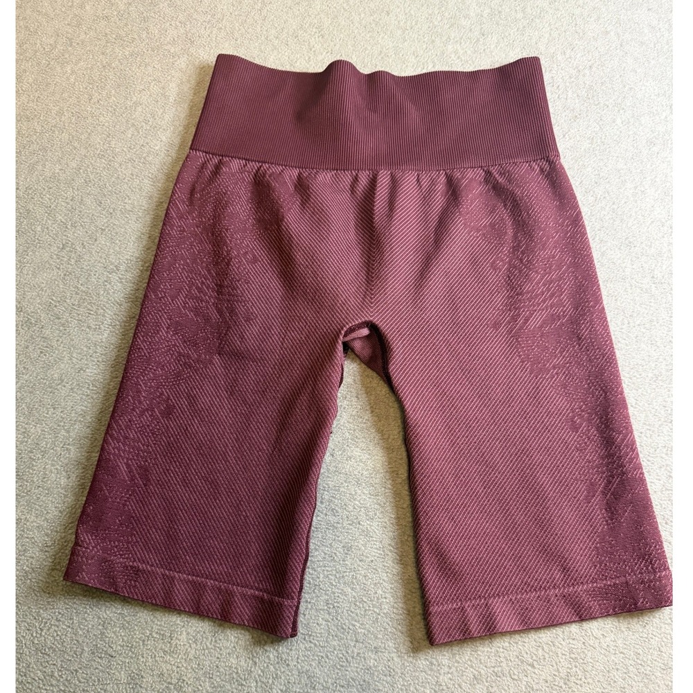 Ryka Womens Seamless High Waisted Biker Shorts Burgundy Size Medium